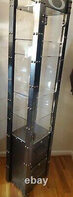 Oakley Stretchline Tall Glass Display Case Cabinet 6' Rust Riveted Storage Shelf