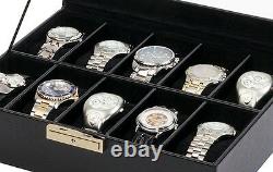 Orbita Roma 10 Watch Case Glass Top Display Storage Box Black Leather W93011