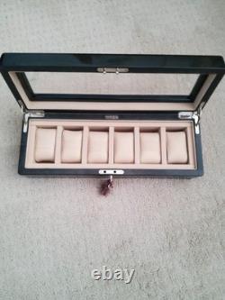 PARADISE PEN Luxury Wooden Watch Box Display Case Storage for 6 WATCHES