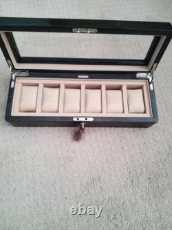 PARADISE PEN Luxury Wooden Watch Box Display Case Storage for 6 WATCHES
