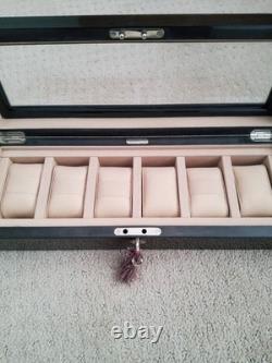 PARADISE PEN Luxury Wooden Watch Box Display Case Storage for 6 WATCHES