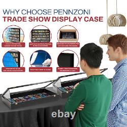 PENNZONI Trade Show Display Case Portable Black with Acrylic Side Guards