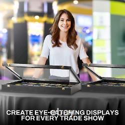 PENNZONI Trade Show Display Case Portable Black with Acrylic Side Guards