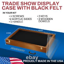 PENNZONI Trade Show Display Case with Acrylic Side Guards Walnut
