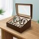 Pu 4+6 Automatic Rotation Watch Winder Display Case Wooden Storage Box