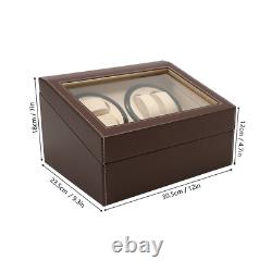 PU 4+6 Automatic Rotation Watch Winder Display Case Wooden Storage Box