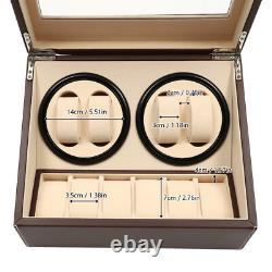 PU 4+6 Automatic Rotation Watch Winder Display Case Wooden Storage Box