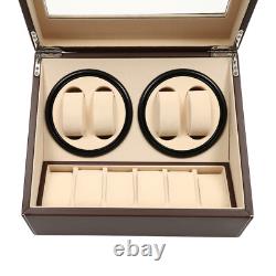 PU 4+6 Automatic Rotation Watch Winder Display Case Wooden Storage Box