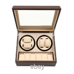 PU 4+6 Automatic Rotation Watch Winder Display Case Wooden Storage Box