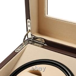 PU 4+6 Automatic Rotation Watch Winder Display Case Wooden Storage Box
