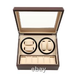 PU 4+6 Automatic Rotation Watch Winder Display Case Wooden Storage Box