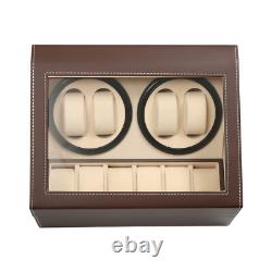 PU 4+6 Automatic Rotation Watch Winder Display Case Wooden Storage Box