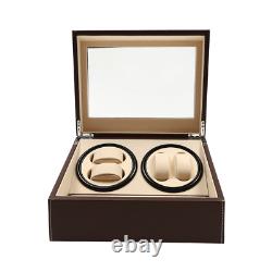 PU 4+6 Automatic Rotation Watch Winder Display Case Wooden Storage Box