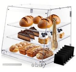 Pastry Display Case, Bakery Display Case 3 Tier Acrylic Clear Bread Storage