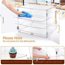 Pastry Display Case, Bakery Display Case 3 Tier Acrylic Clear Bread Storage