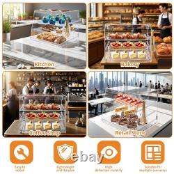 Pastry Display Case, Bakery Display Case 3 Tier Acrylic Clear Bread Storage