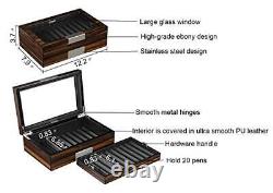 Pen Display Box Ebony Wood Pen Display Case, Fountain Pen Storage Box, 20 Pen O