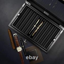 Pen Display Box Ebony Wood Pen Display Case, Fountain Pen Storage Box, 20 Pen Orga
