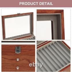 Pen Display Case Fountain 34+ Luxury Rosewood Organizer Storage Drawer Wood Box