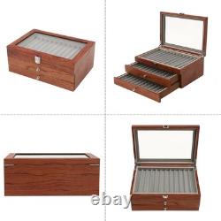 Pen Display Case Fountain 34+ Luxury Rosewood Organizer Storage Drawer Wood Box