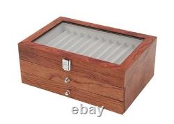 Pen Display Case Fountain 34+ Luxury Rosewood Organizer Storage Drawer Wood Box