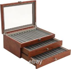 Pen Display Case Fountain 34+ Luxury Rosewood Organizer Storage Drawer Wood Box