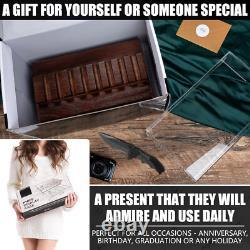 Pocket Knife Display Case for 16 Knives Wooden Knife Storage Case - Brown