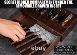 Pocket Knife Display Case for 16 Knives Wooden Knife Storage Case - Brown