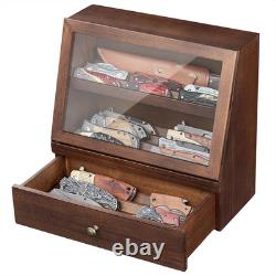 Pocket Knife Display Case for 22-30 Folding Knives, Drawer with Removable Displa