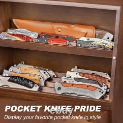 Pocket Knife Display Case for 22-30 Folding Knives, Drawer with Removable Displa