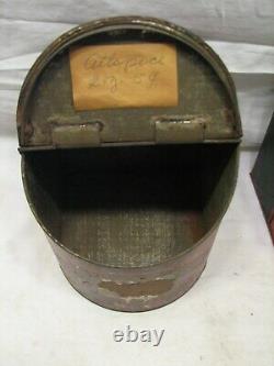 Pr Antique Country Store Tin Litho Spice Bin Can Ginger Apothecary Counter