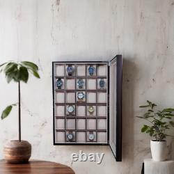 Pre-sale 30 Watch Ebony Walnut Wood Display Wall Case Stand Organizer Box