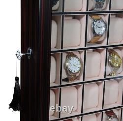 Pre-sale 30 Watch Ebony Walnut Wood Display Wall Case Stand Organizer Box