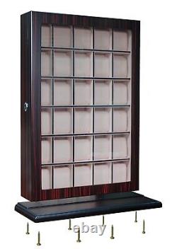 Pre-sale 30 Watch Ebony Walnut Wood Display Wall Case Stand Organizer Box