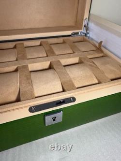 Premium Green Wooden Watch Display Box 10 Slot Luxury Organizer Case