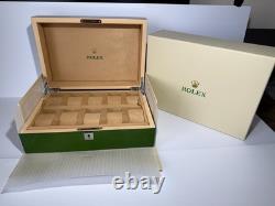 Premium Green Wooden Watch Display Box 10 Slot Luxury Organizer Case