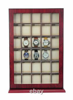 Presale- 30 Watch Cherry Wood Display Wall Case Stand Storage Organizer Box Hang