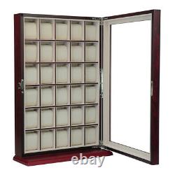 Presale- 30 Watch Cherry Wood Display Wall Case Stand Storage Organizer Box Hang