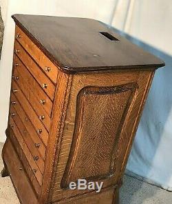 QUARTERSAWN OAK NCR CASH REGISTER CABINET / Stand, General / Country Store