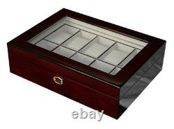Quality Ebony Glass Watch Luxury Case Storage Display Box Jewellery Watches O