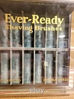 RARE EVER READY RAZOR SHAVING BRUSH STORE COUNTER BRUSHES DISPLAY CASE Ca 1910