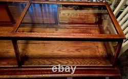 REDUCEDANTIQUE COUNTRY STORE OAK & GLASS COUNTER DISPLAY CASE, c1900 SUN MFG