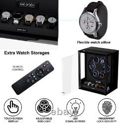 RGB Automatic 6 Watch Winders Fingerprint Entry 6 Watches Storage Display Case