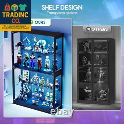 RGB Display Cabinet with Adjustable Glass Shelves, 4-Tier Storage Case with LED