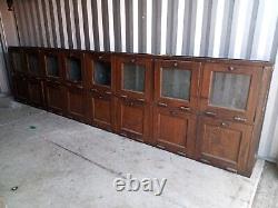 Rare 12 foot Oak Country Store Wall Mount Cabinet tin lined display seed 1900