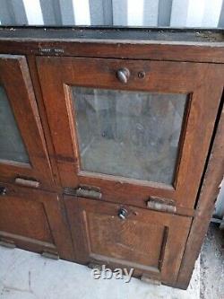 Rare 12 foot Oak Country Store Wall Mount Cabinet tin lined display seed 1900