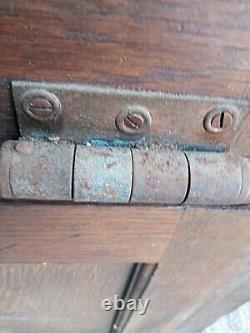 Rare 12 foot Oak Country Store Wall Mount Cabinet tin lined display seed 1900
