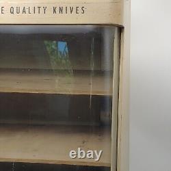 Rare Camillus NY Cutlery Knife Knives Wooden Store Shelf Display Case w Key