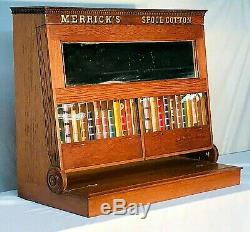 Rare Oak Country / General Store Merrick Sewing Thread Spool Display Cabinet