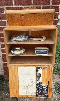 Rare Vintage Wiss Shears & Scissors Wood Store Display Case Built In Storage